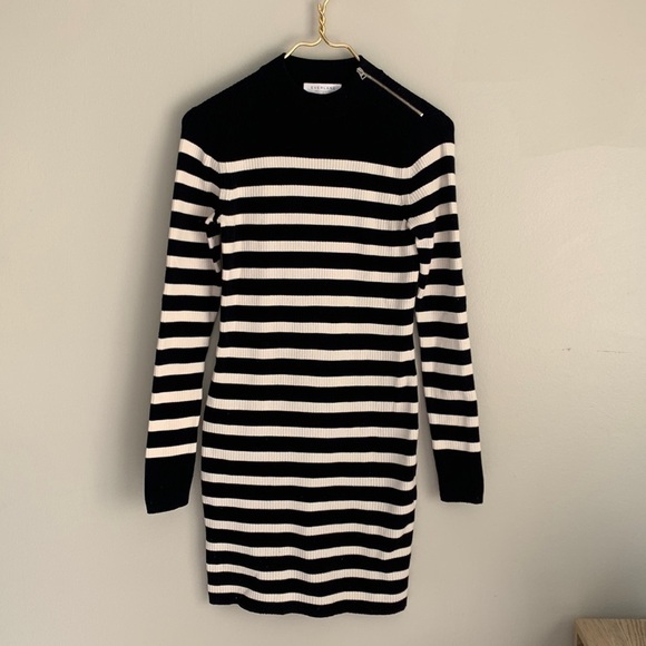 Everlane Breton striped ribbed knit dress navy white size small - Picture 2 of 6